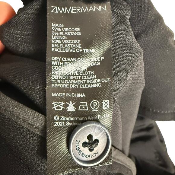 Zimmermann Stovepipe Black Crepe Trouser Dress Pants Size Medium - Picture 13 of 13